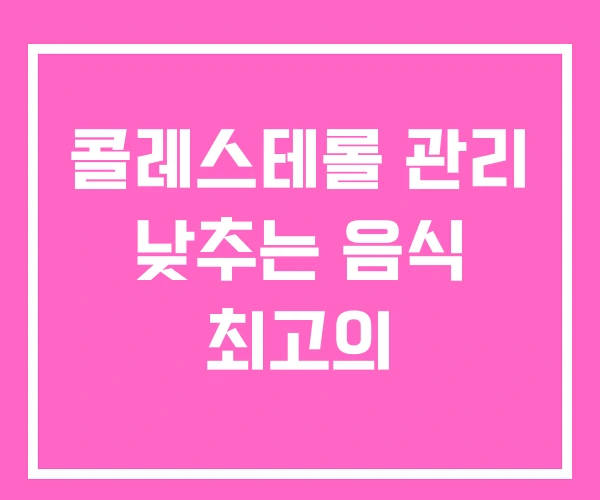 콜레스테롤 관리 낮추는 음식 최고의