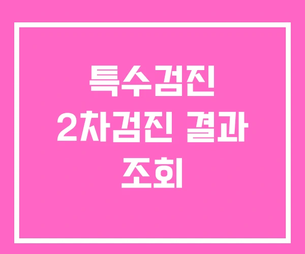 특수검진 2차검진 결과 조회