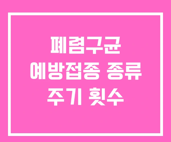 폐렴구균 예방접종 종류 주기 횟수 폐렴구균 예방접종 종류 주기 횟수