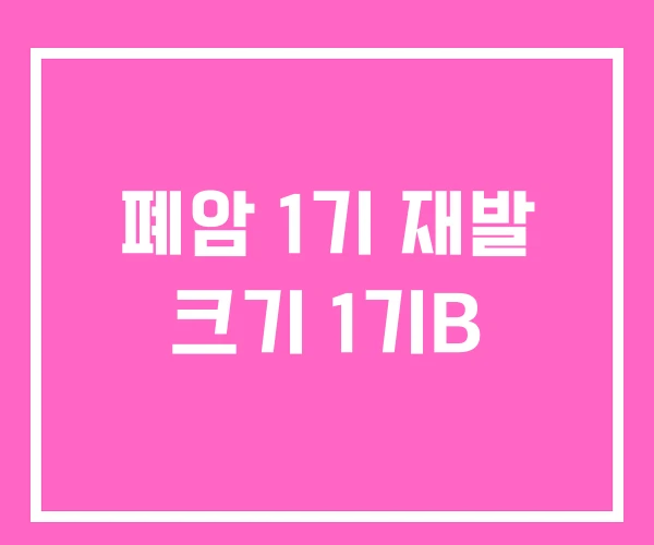 폐암 1기 재발 크기 1기B