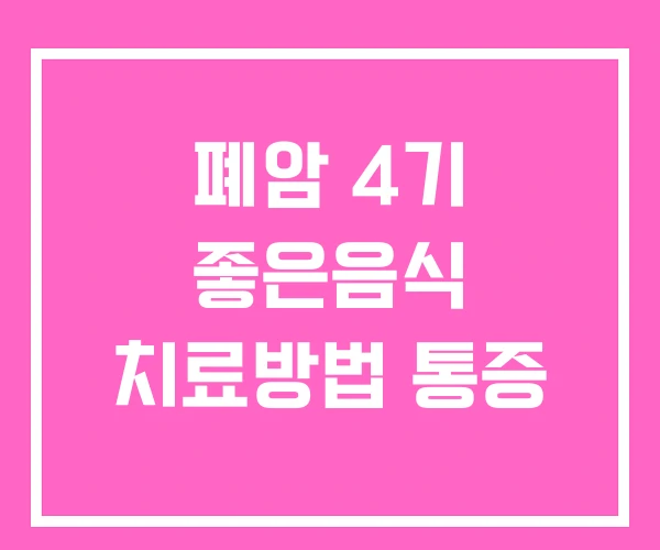폐암 4기 좋은음식 치료방법 통증