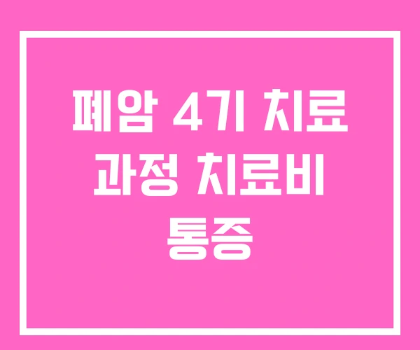 폐암 4기 치료 과정 치료비 통증 폐암 4기 치료 과정 치료비 통증