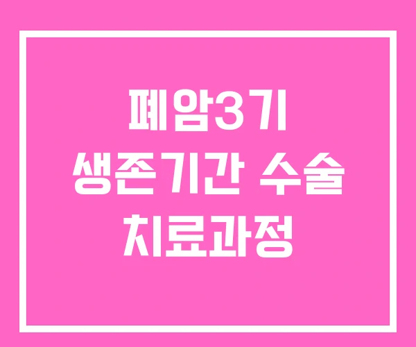 폐암3기 생존기간 수술 치료과정 폐암3기 생존기간 수술 치료과정