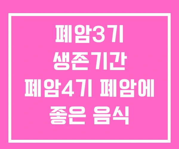 폐암3기 생존기간 폐암4기 폐암에 좋은 음식
