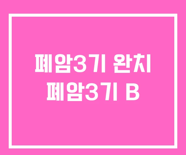 폐암3기 완치 폐암3기 B 폐암3기 완치 폐암3기 B