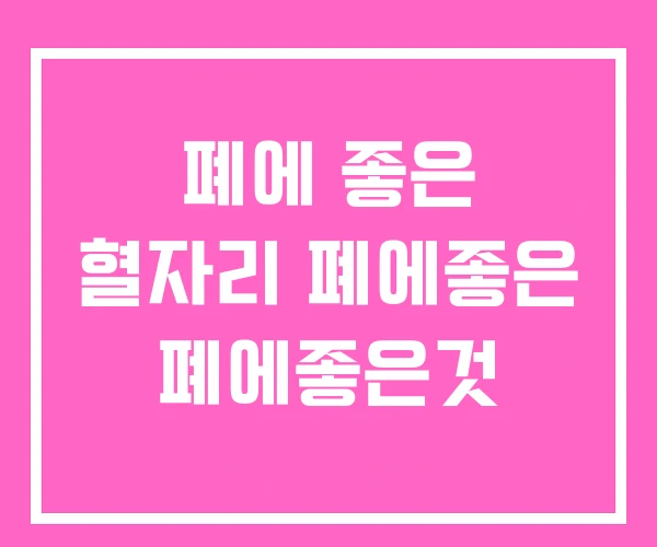폐에 좋은 혈자리 폐에좋은 폐에좋은것