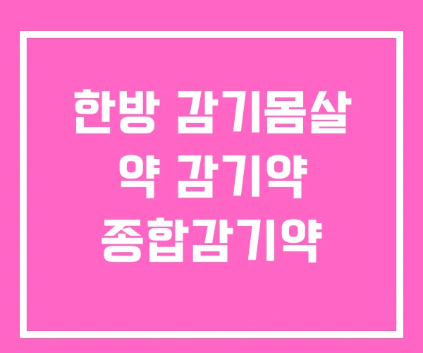 한방 감기몸살 약 감기약 종합감기약