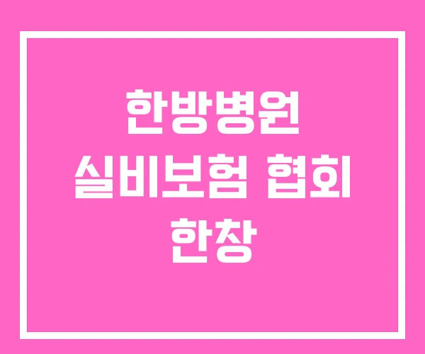 한방병원 실비보험 협회 한창