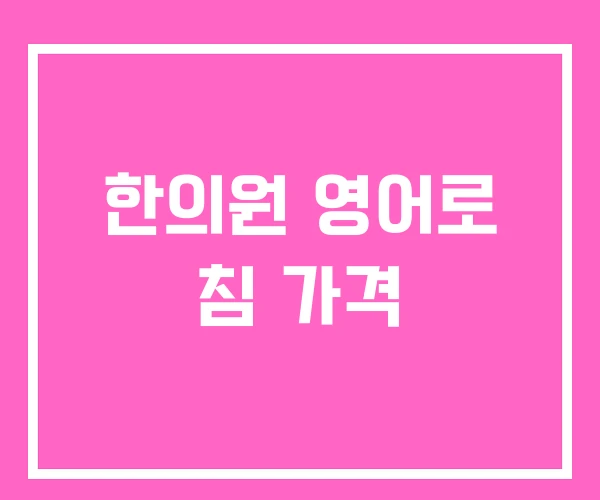 한의원 영어로 침 가격