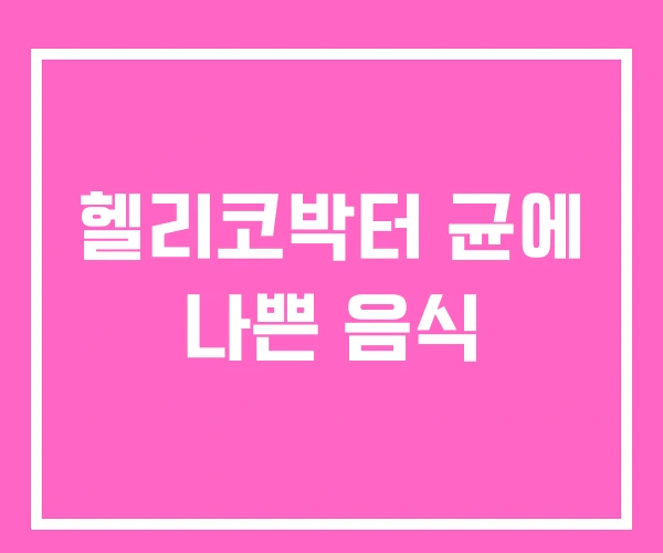 헬리코박터 균에 나쁜 음식 헬리코박터 균에 나쁜 음식
