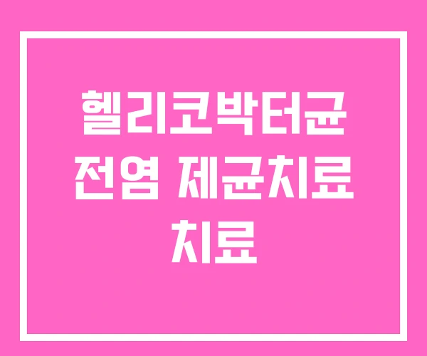 헬리코박터균 전염 제균치료 치료