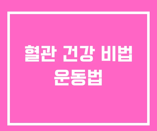 혈관 건강 비법 운동법 혈관 건강 비법 운동법