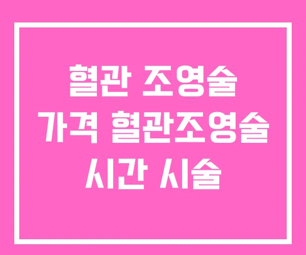 혈관 조영술 가격 혈관조영술 시간 시술