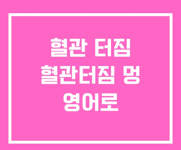 혈관 터짐 혈관터짐 멍 영어로