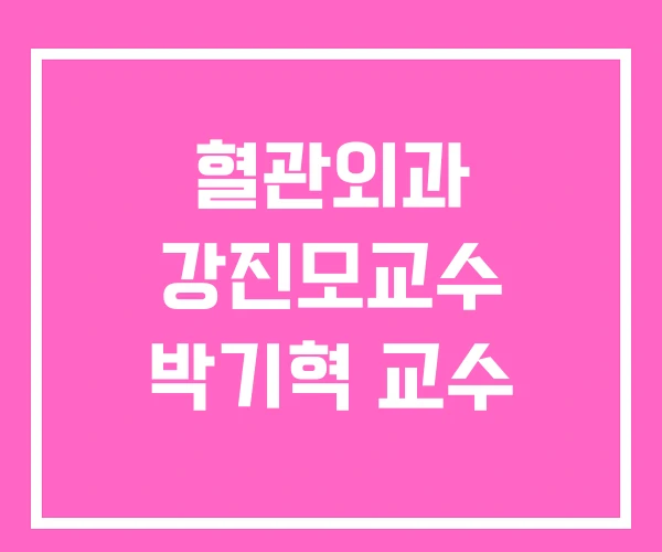 혈관외과 강진모교수 박기혁 교수