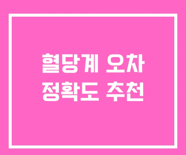혈당계 오차 정확도 추천