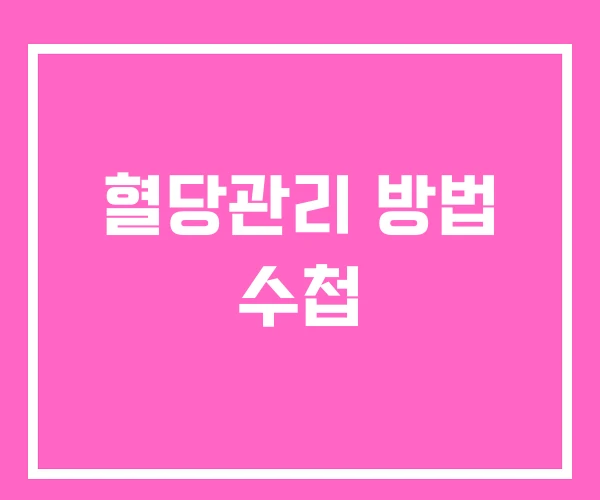 혈당관리 방법 수첩