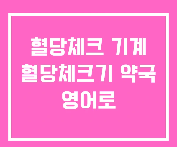 혈당체크 기계 혈당체크기 약국 영어로