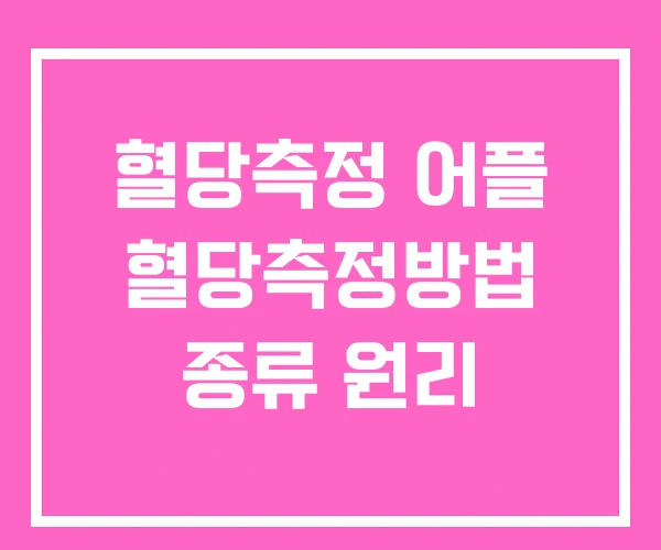 혈당측정 어플 혈당측정방법 종류 원리