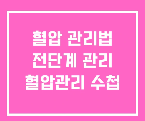 혈압 관리법 전단계 관리 혈압관리 수첩
