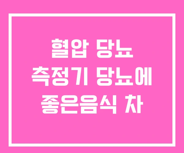 혈압 당뇨 측정기 당뇨에 좋은음식 차