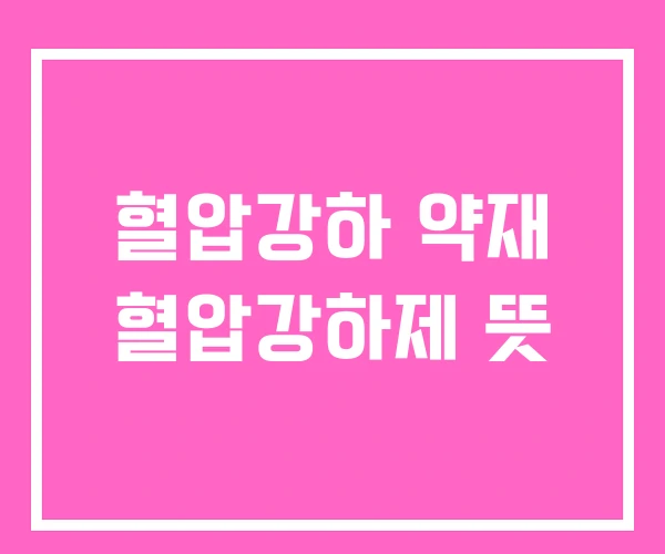 혈압강하 약재 혈압강하제 뜻