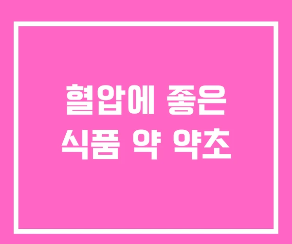 혈압에 좋은 식품 약 약초 혈압에 좋은 식품 약 약초