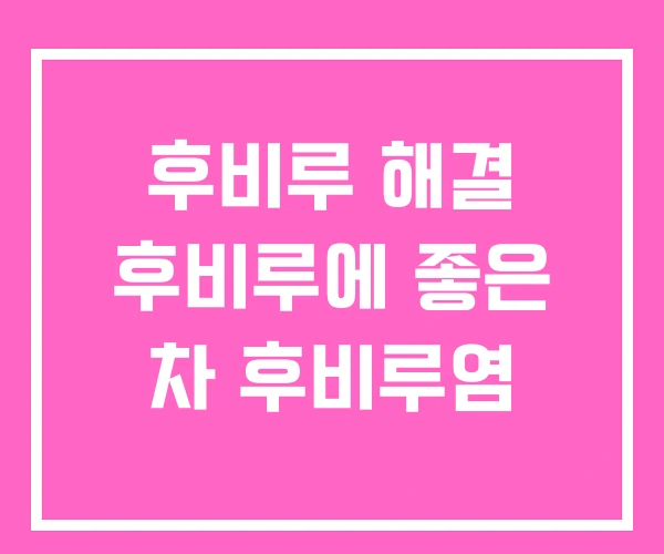 후비루 해결 후비루에 좋은 차 후비루염