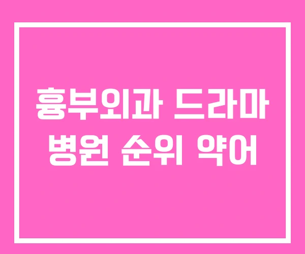 흉부외과 드라마 병원 순위 약어