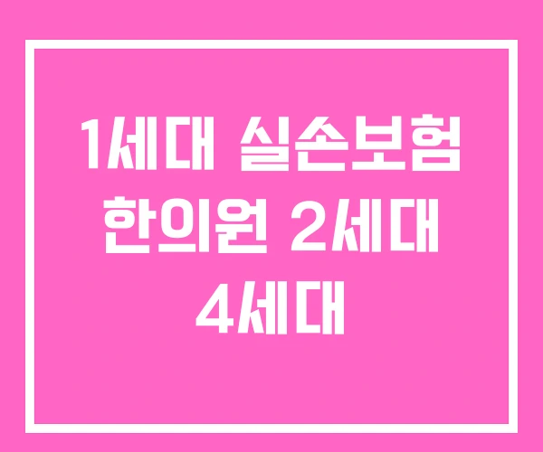 1세대 실손보험 한의원 2세대 4세대