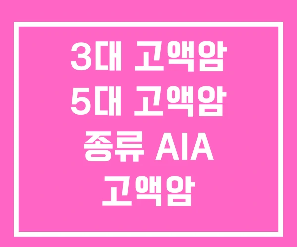 3대 고액암 5대 고액암 종류 AIA 고액암