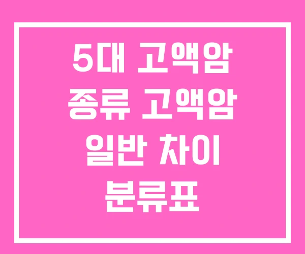 5대 고액암 종류 고액암 일반 차이 분류표