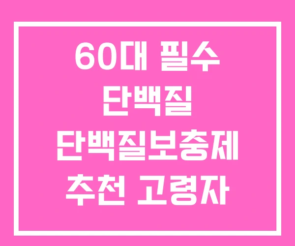 60대 필수 단백질 단백질보충제 추천 고령자 단백질