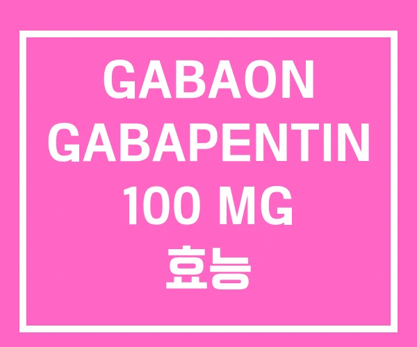 GABAON GABAPENTIN 100 MG 효능 GABAON GABAPENTIN 100 MG 효능