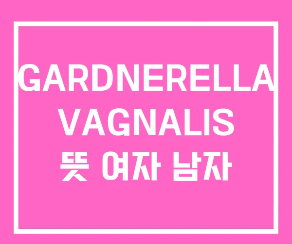 GARDNERELLA VAGNALIS 뜻 여자 남자
