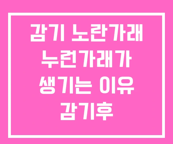감기 노란가래 누런가래가 생기는 이유 감기후