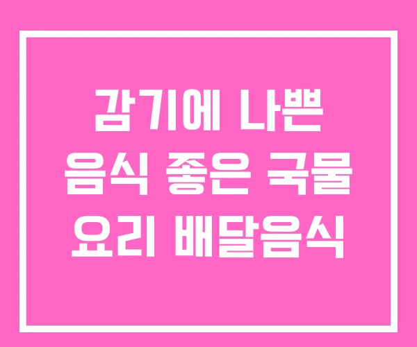 감기에 나쁜 음식 좋은 국물 요리 배달음식 감기에 나쁜 음식 좋은 국물 요리 배달음식