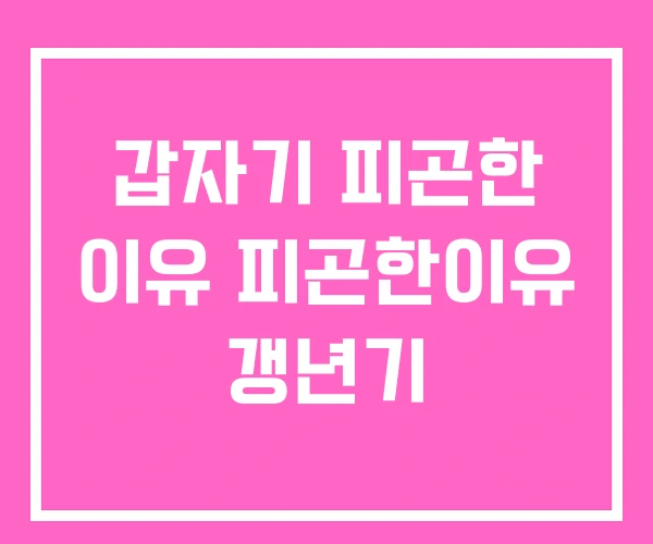갑자기 피곤한 이유 피곤한이유 갱년기