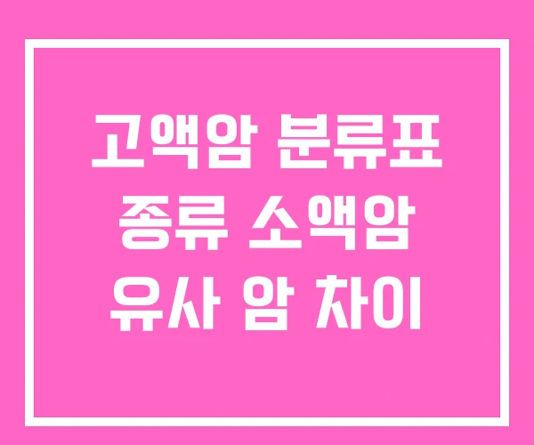 고액암 분류표 종류 소액암 유사 암 차이