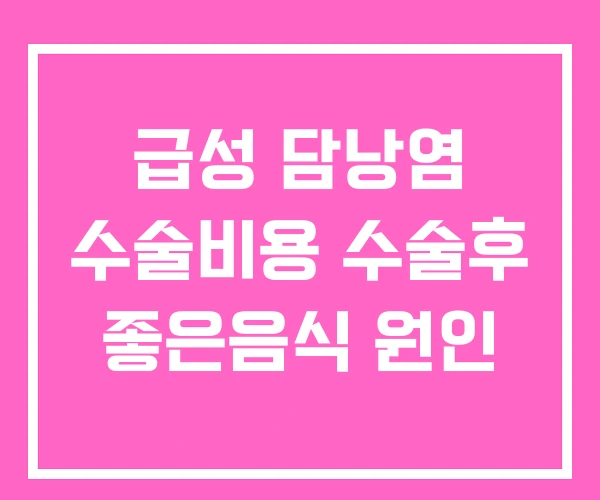 급성 담낭염 수술비용 수술후 좋은음식 원인
