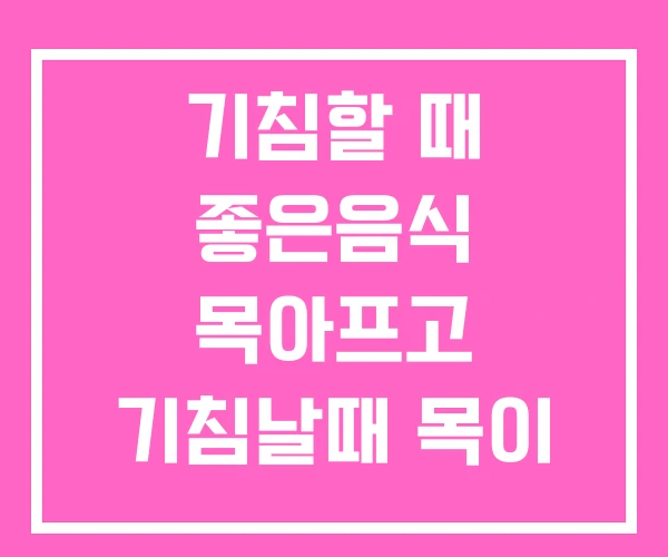 기침할 때 좋은음식 목아프고 기침날때 목이 따갑고