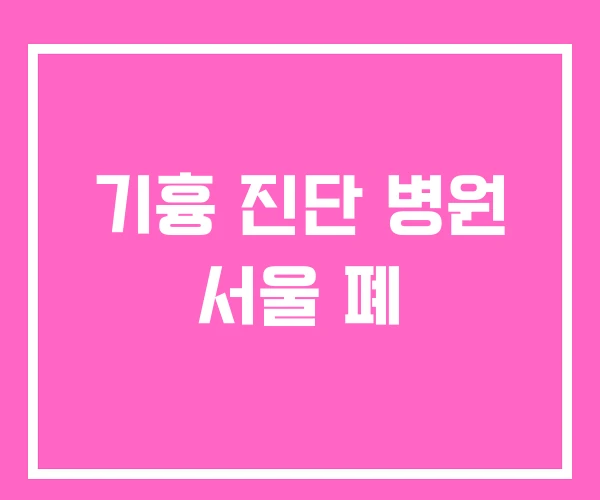 기흉 진단 병원 서울 폐 기흉 진단 병원 서울 폐