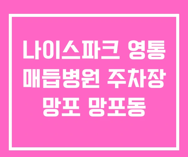 나이스파크 영통 매듭병원 주차장 망포 망포동 나이스파크 영통 매듭병원 주차장 망포 망포동