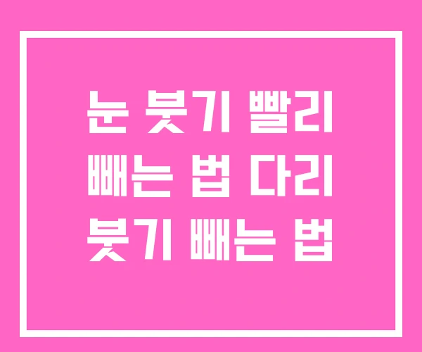 눈 붓기 빨리 빼는 법 다리 붓기 빼는 법
