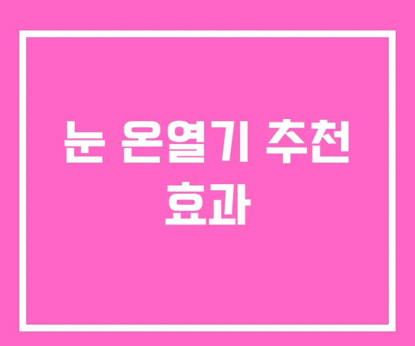 눈 온열기 추천 효과