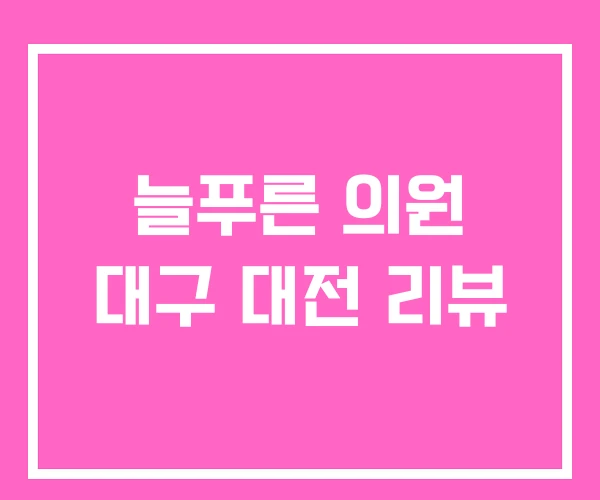 늘푸른 의원 대구 대전 리뷰 늘푸른 의원 대구 대전 리뷰