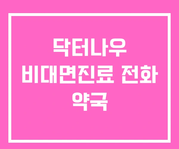 닥터나우 비대면진료 전화 약국