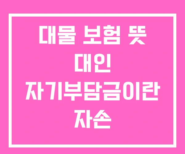 대물 보험 뜻 대인 자기부담금이란 자손 대물 보험 뜻 대인 자기부담금이란 자손
