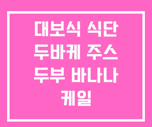 대보식 식단 두바케 주스 두부 바나나 케일