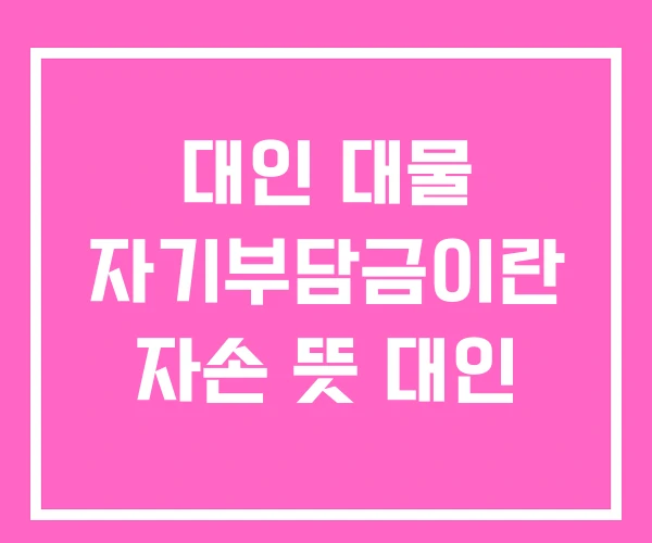 대인 대물 자기부담금이란 자손 뜻 대인 대인 대물 자기부담금이란 자손 뜻 대인